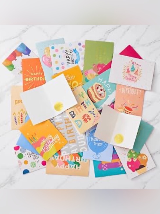 Other - Happy Birthday Card Set 24 Assorted Cards Envelopes Gold Stickers New